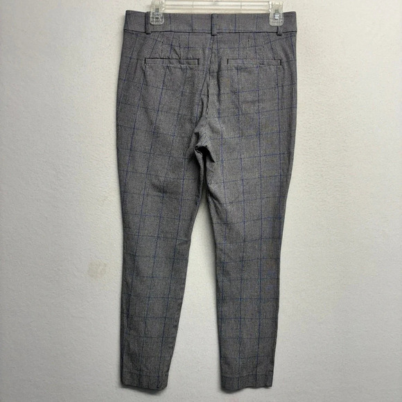 Loft High Waist Skinny Trouser Pants Houndstooth Windowpane Check 6 Gray Black - Picture 2 of 6